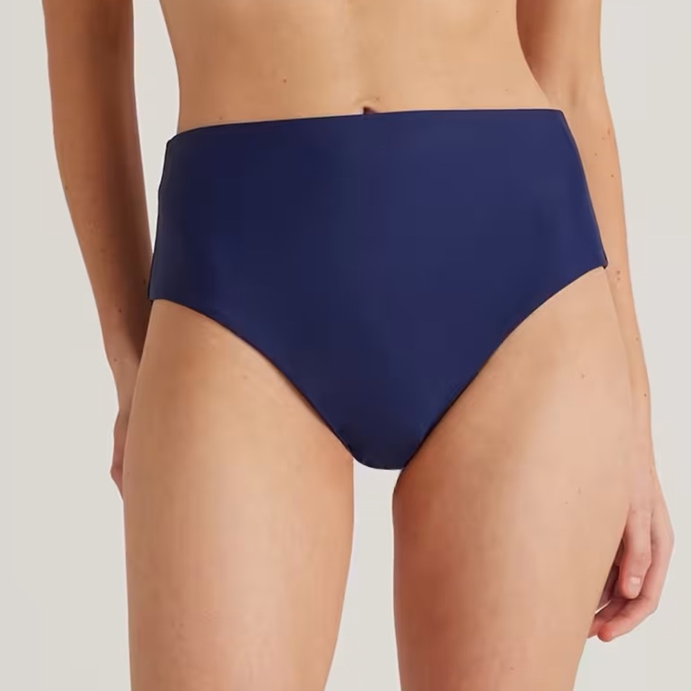 NWOT Quince Italian High Rise Navy Blue Bikini Bottom Swimwear XS S & L sold out